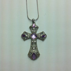 Women's Silver Purple Cross